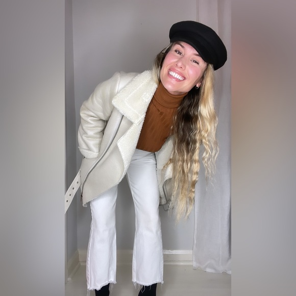 ZARA CREAM WINTER MOTO JACKET - Picture 7 of 10